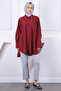 Burgundy Collar Stone Wire Pocket Oversize Shirt - 2