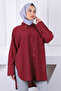 Burgundy Collar Stone Wire Pocket Oversize Shirt