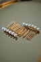 2-Piece Pearl Gold Comb Buckle, Engagement-Wedding-Wedding Hair Accessory 4cm - 6