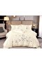 6PC KING SIZE COTTON EMBROIDERED PREMIUM FLORAL DESIGN COMFORTER SET CREAM