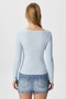 Kayak Neck Need Long Sleeve Light Blue Soft Top / Blouse - 6