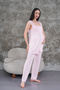 Women's Pink Lace Summer Special Design Cotton Maternity Maternity Pajama Set - 5
