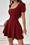 Square Neck Flared Mini Dress Jt7064 - 3