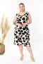 Women's Black Beige Speckle Patterned Straps Large Size Dress - 4