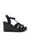 Women's genuine leather wedge heel daily sandal 25y 2310814y z black