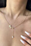 Gold Color Flower Figured Steel Necklace