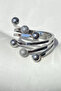 Silver Color Dorica Topcuk Detailed Adjustable Steel Ring - 2