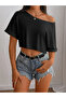 Women's Off Shoulder Boat Neck T-Shirt Crop - 3