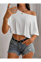 Women's Off Shoulder Boat Neck T-Shirt Crop