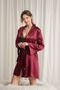 Women's Burgundy Satin Bridal 6-Piece Dowry Set Dressing Gown & Nightgown & Pajama Shorts Set L8U6O2K0Kka - 3