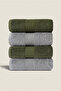 4-Piece Hand Face Towel Set 100% Cotton Certified Bathroom |   Kitchen |   Dowry Box 50X90Cm Dark Green - Gray - 5