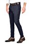 Men's Dark Navy Blue Self Patterned Slim Fit Lycra Linen Trousers 2502310 - 2