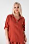 Muslin Basic Natural Fabric 100% Cotton Sleeve Blouse Women's Shirt - Tile - 6