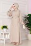 Rose Dress with Stone Detail on the Shoulder - Beige - 2