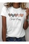 Women's Comfortable Sports T-Shirt, Round Neck, Heart and Happy Print, Short Sleeve, Soft Knitted - 6