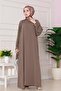 Rose Dress with Stone Detail on the Shoulder - Vison