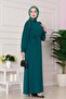 Rose Dress with Stone Detail on the Shoulder - Emerald Green - 2