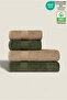 4-Piece Bath Towel Set 100% Cotton Certified Body - Head, Dowry 50X90 - 70X140 Brown Green