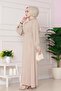 Rose Dress with Stone Detail on the Shoulder - Beige - 3