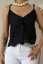 Black Lace-Up Embroidered Blouse - 3
