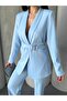 Eyelet Belted Twin Blazer Set - 5