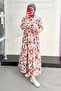 Ms340 Wide Flower Pattern Lilac Dress