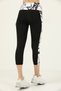 Women's White Black High Waist Recovery Double Pocket Below the Knee Capri Leggings Capri 1056 - 7