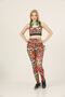 Women's Sports Leggings High Waist Double Pocket Orange - Geometric Digital 1058 - 7