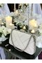Sedef Ecru Gold Color Pearl Chain Handle Women's Evening Dress Bag Graduation Wedding Engagement - 7