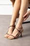 Firley Women's High Heels Double Strap Thin Heels Skin Leopard