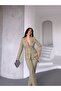 Gold Button Double Belt Two-Piece Blazer Set - 4