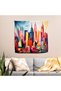 Geometric Skyline Wall Covering - 100% Cotton Backing, Polyester Front, Vibrant Colors - Modern Decorative - 2