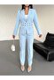 Gold Button Double Belt Two-Piece Blazer Set - 6