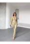 Gold Button Double Belt Two-Piece Blazer Set - 3