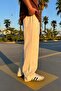 Elastic Waist Comfortable Linen Trousers Beige - 3
