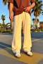 Elastic Waist Comfortable Linen Trousers Beige