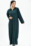 Long Sleeve Shile Cloth Glittery Kaftan Midi Length Summer Dress Petrol Ptrl