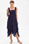 Sleeveless Sheer Fabric Triangle Layered Midi Length Summer Dress Purple Purple