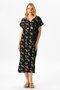 Short Sleeve Sile Cloth Printed Midi Length Summer Dress Spreader Pattern Black Syh