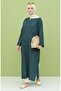 Long Sleeve Shile Cloth Glittery Kaftan Midi Length Summer Dress Petrol Ptrl - 5