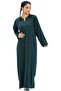 Long Sleeve Shile Cloth Glittery Kaftan Midi Length Summer Dress Petrol Ptrl - 7