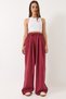 Women's Burgundy High Waist Wide Elastic Oversize Palazzo Trousers 80165 60271071