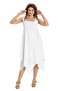 Sleeveless Şile Fabric Triangle Layered Midi Length Summer Dress White Byz - 5