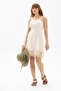 Strappy Sile Cloth Braided Mini Summer Dress Cream Red - 5