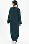 Long Sleeve Shile Cloth Glittery Kaftan Midi Length Summer Dress Petrol Ptrl - 2