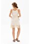 Strappy Sile Cloth Braided Mini Summer Dress Cream Red - 2