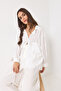 Women's White Oversize V-Neck Modal Shirt 60388 60271075 - 5