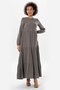 Long Sleeve Akay Long Button Detail Summer Muslin Dress Gray Gray - 4