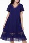 Short Sleeve Voile Moonlight Embroidery Detailed Midi Length Summer Authentic Dress Purple Purple - 3