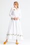 Long Sleeve Şile Fabric Aslı Embroidered Long Summer Dress White Byz - 7